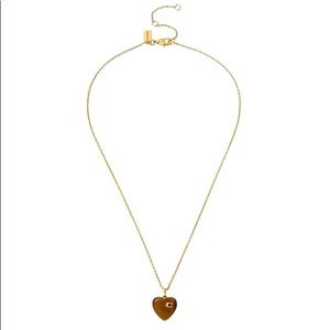 Coach Tiger's Eye Reversible Heart Pendant Necklace New with Tags